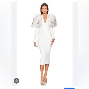 Zhivago Heiress 2 Piece White Dress with Faux Fur